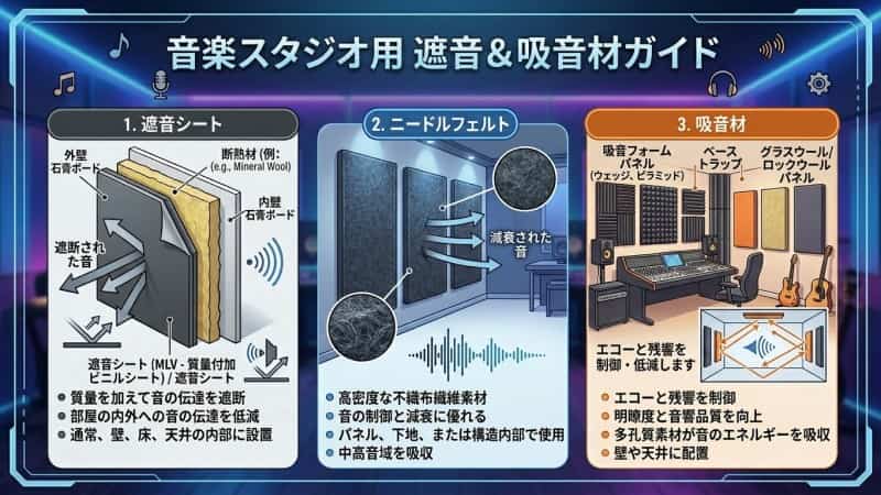 まとめ｜音楽スタジオの防音材料を選ぶときに注意する3つのポイント