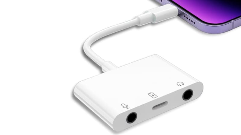 iPhone/iPadに適用 lighting イヤホン 変換アダプタ 充電 同時 三股接続ケーブル 3.5mmジャック接続