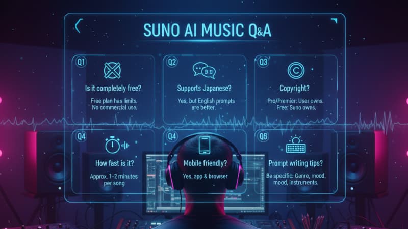SUNO AI Musicのよくある質問