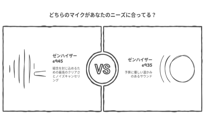 【決定版】ゼンハイザー e945 vs e935 徹底比較表