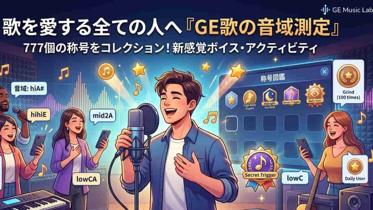 【フリーソフト】GE歌の音域測定｜声が「称号」に変わる！あなただけの音域図鑑をコンプリート