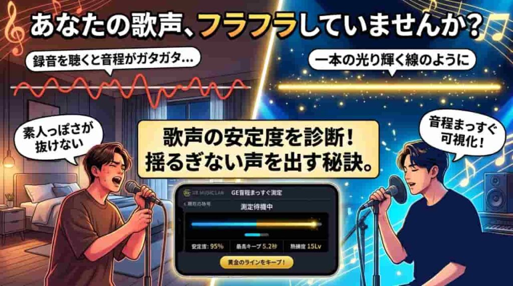 歌声に「芯」を作る新習慣。フリーソフト『GE音程まっすぐ測定』完全攻略ガイド