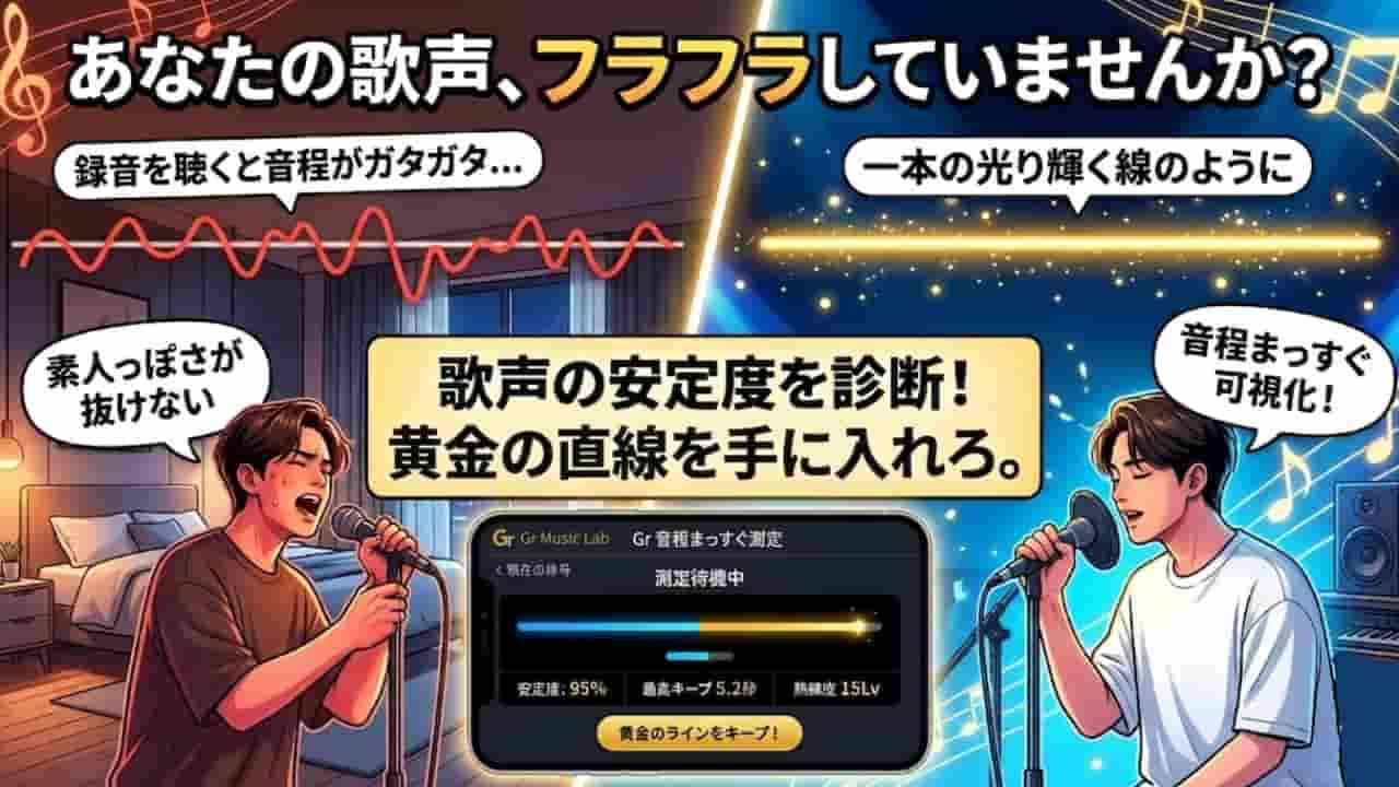 フリーソフト『Gr 音程まっすぐ測定』|歌唱力が激変する「黄金の直線」を手に入れる！