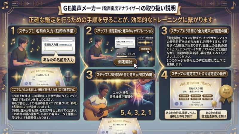 GE美声メーカー（発声密度アナライザー）の使い方