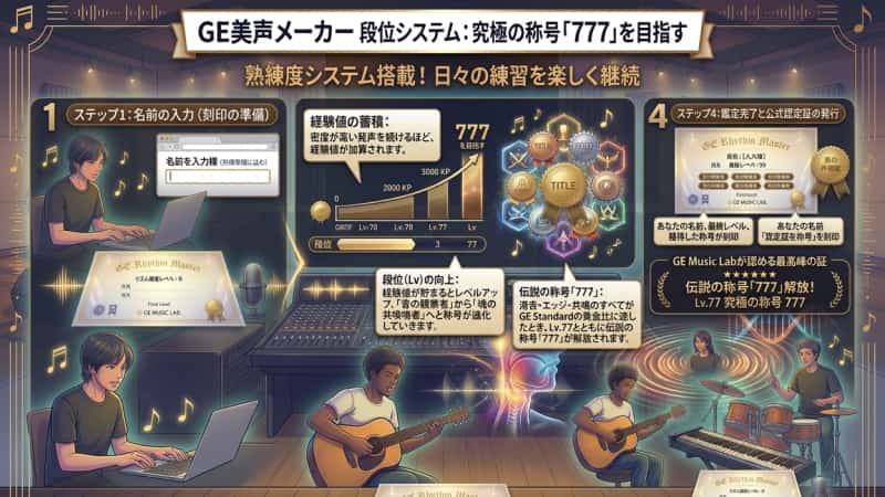 GE美声メーカー段位システム：究極の称号「777」を目指す