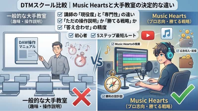 DTMスクール比較|Music Heartsと大手教室の決定的な違い