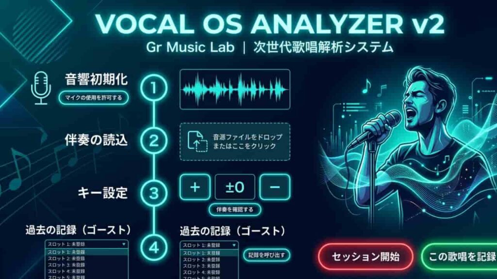 VOCAL OS ANALYZER v2の使い方｜4ステップで始める次世代歌唱解析