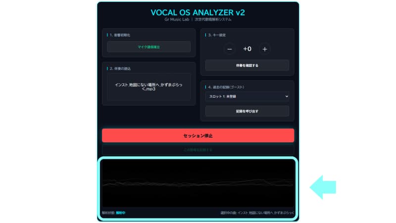 歌い始めると波形が動きます
