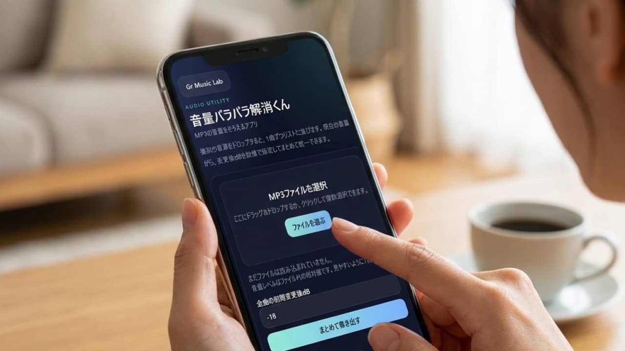 【無料】MP3の音量をそろえるアプリ「音量バラバラ解消くん」