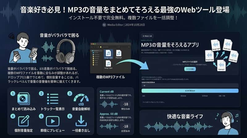MP3の音量をそろえるアプリ(Webツール)の具体的な使い方と手順