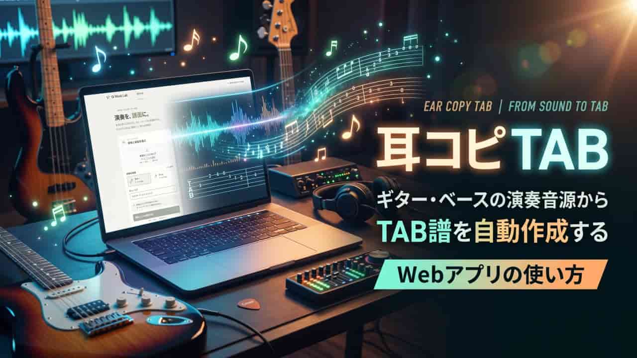 耳コピTAB｜ギター・ベースの演奏音源からTAB譜を作成するWebアプリの使い方